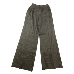 DISSH Black 100% Linen Wide Leg Pleated Trousers High Rise Pants US 6 AU 10